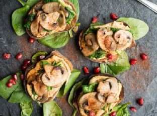 Mushroom Hummus Crostini