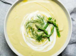 Creamy, Healthy Asparagus Soup with Avocado and Fennel