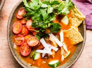 Healthy Chicken Tortilla Soup with Chicken and Sweet Potato