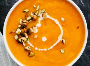 Slow Cooker Healthy Sweet Potato Soup with Coconut and Pistachios