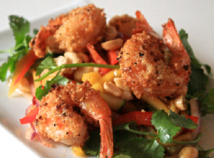 Almond Crusted Shrimp and Mango Salad