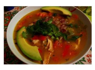 Avocado, Corn, Tomato and Tortilla Soup