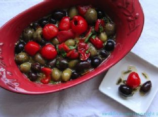 Baked Olives and Peppers