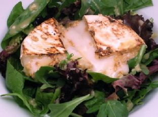 Candied Pine Nut Crusted Brie Salad