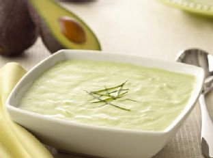 Chilled Cucumber Avocado Soup With Fresh Goat Cheese