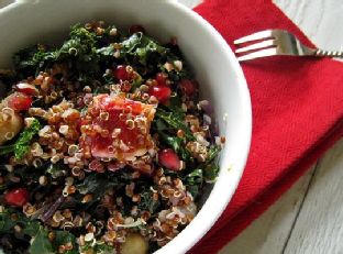 Red Quinoa, Kale, Blood Orange and Pom Salad With Meyer Lemon Vinaigrette