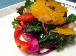 Summer Kale, Orange & Pomegranate Salad with Moscato Dressing