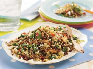 Warm Quinoa Spinach and Shiitake Salad