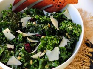 Massaged Kale Salad with Pine Nuts & Dried Cranberries