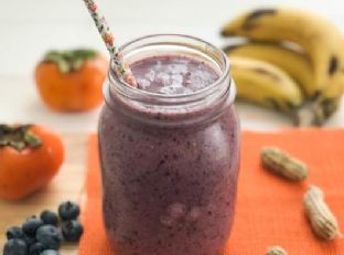 Blueberry, Persimmon Smoothie with Banana and Peanut Butter