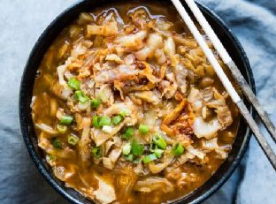 Healthy Cabbage Soup with Spicy Kimchi