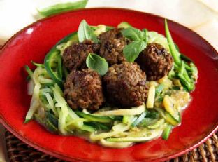 Crockpot Spaghetti and Pesto Meatballs