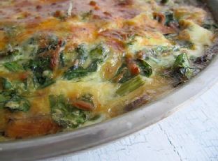 Cheesy Frittata with Spinach, Asparagus and Mushrooms