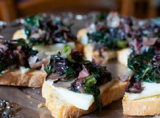 Savory Radicchio and Prosciutto Crostini Topped with Sweet Syrupy Sapa