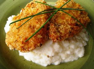 Baked Fried Chicken With Cauliflower Mash