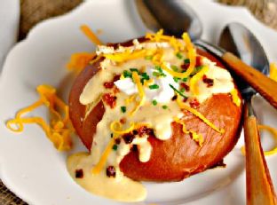 Best Potato Cheese Soup in a bread bowl