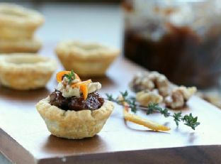 Blue Cheese Tartlets With Fig Jam and Walnuts