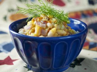 Cannellini Bean Side Dish With Fennel, Red Onion, and Saffron