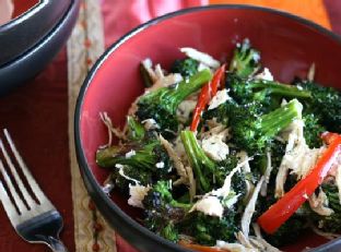 Chicken and Roasted Broccoli Salad With Goat Cheese