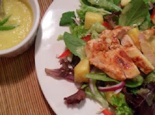 Chicken and Spring Mix Salad with Spicy Pineapple Dressing