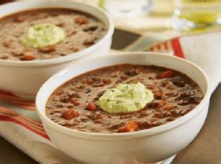 Chipotle Black Bean Soup with Avocado Cream