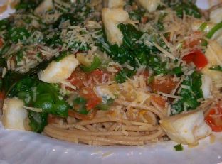 Colorful Tomato and Spinach Seafood Pasta