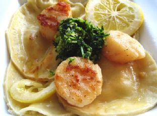 Crab Ravioli With Scallops and Gremolata