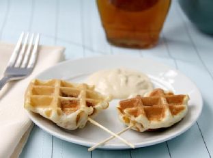 Crunchy Chicken Stuffed Waffle Pops & Maple Dijon Dip