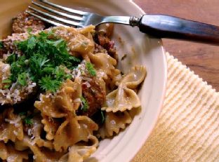 Farfalle With Sun-Dried Tomato Pesto, Sausage and Fennel