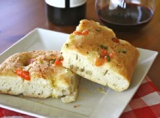 Focaccia with Tomato, Green Onion and Garlic