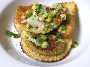 Fried Ravioli & Mint Parsley Pesto