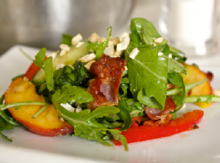 Green Salad with Bacon and Peaches