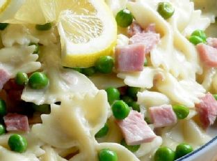 Ham and Peas Farfalle In Creamy Lemon Parmesan Sauce