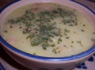 Leek and Potato Soup with Ham