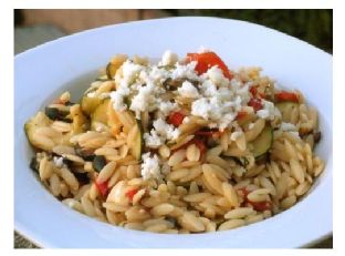 Orzo With Cherry Tomatoes, Zucchini and Queso Fresco