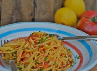 Pasta with Raw Tomato & Lemon Infused Olive Oil