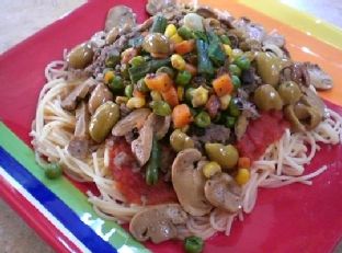 Pasta With Roasted Vegetables & Greek Olives