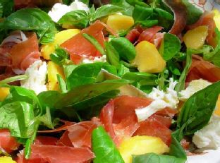 Peach, Ham and Feta Salad with Fruity Olive Oil Dressing