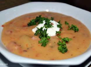 Potato Soup with Sun Dried Tomato and Ham