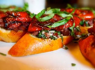 Roasted Tomato Crostini with Olive Tapenade