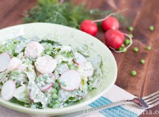 Shrimp, Pea and Radish Salad with Herb Yogurt Dressing