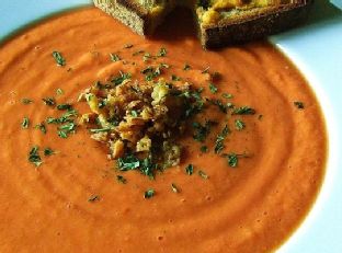 Spanish Gazpacho Soup In The Raw With Broiled “Cheese” Toast