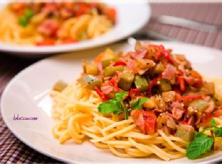 Spicy Eggplant Spaghetti