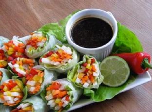 Vegetarian Spring Rolls With Garlic Lime Sauce