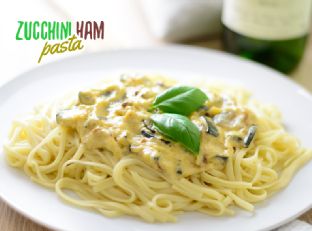 Creamy zucchini and ham pasta