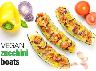 Vegan stuffed zucchini boats