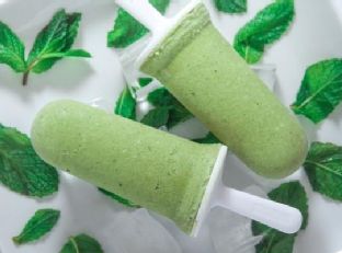 Matcha Yuzu Mango Popsicles with Mint