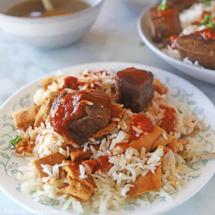 Egyptian Fatteh – A Delicious Rice and Meat Dish with Crispy Bread