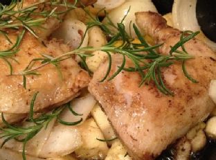 Roast Chicken with Apples and Rosemary